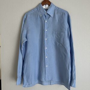 Gran Sasso Puro Lino Linen Button Down Size 52 Blue